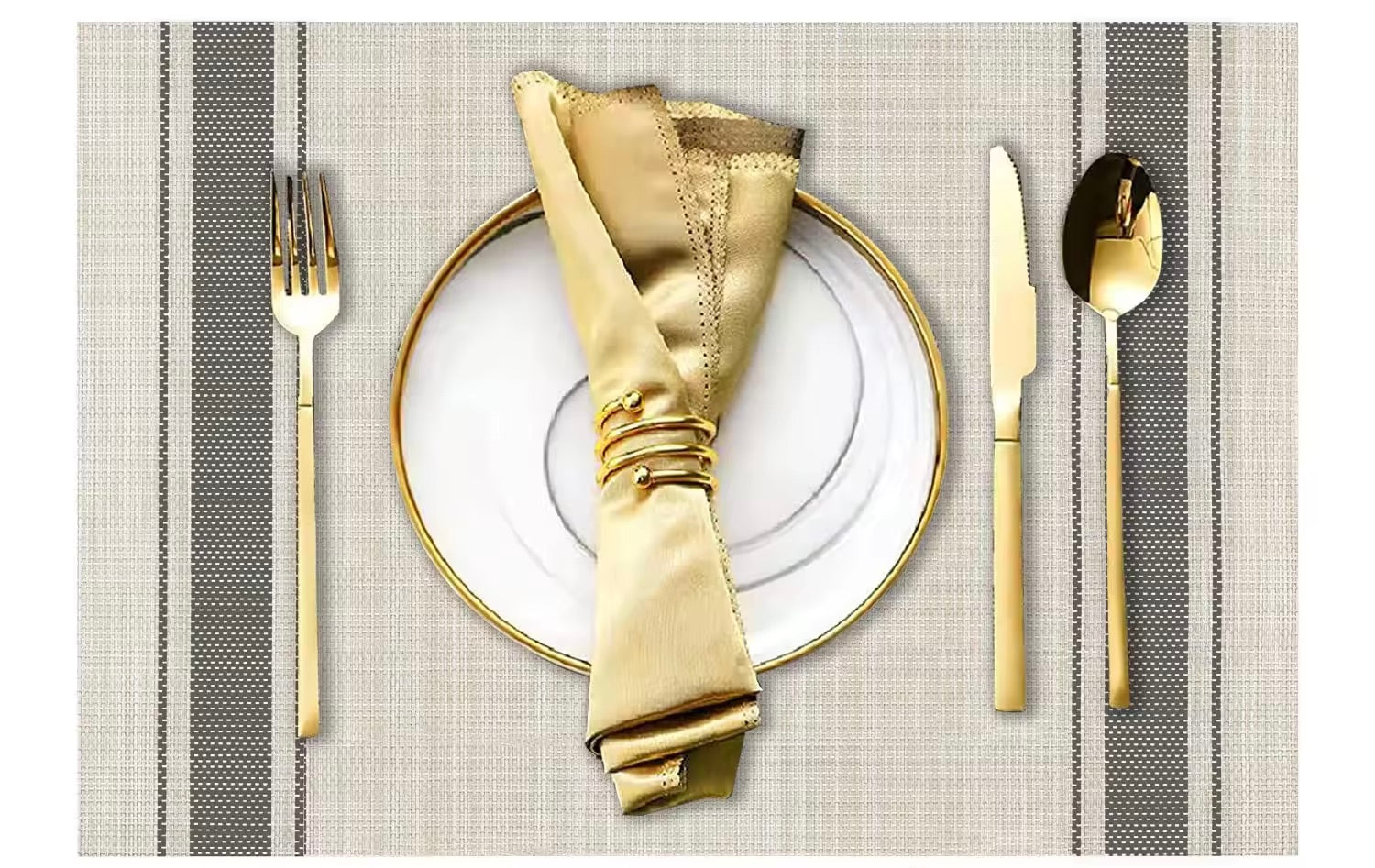 Insulated Stripe PVC Table Mat, Anti-Slip & Heat Resistant, 30x45cm