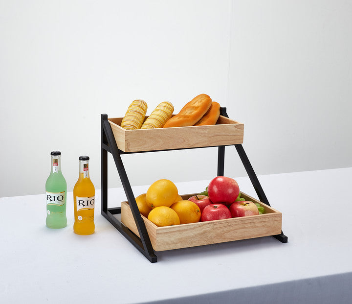 2 Level rectangular stand Material : wooden