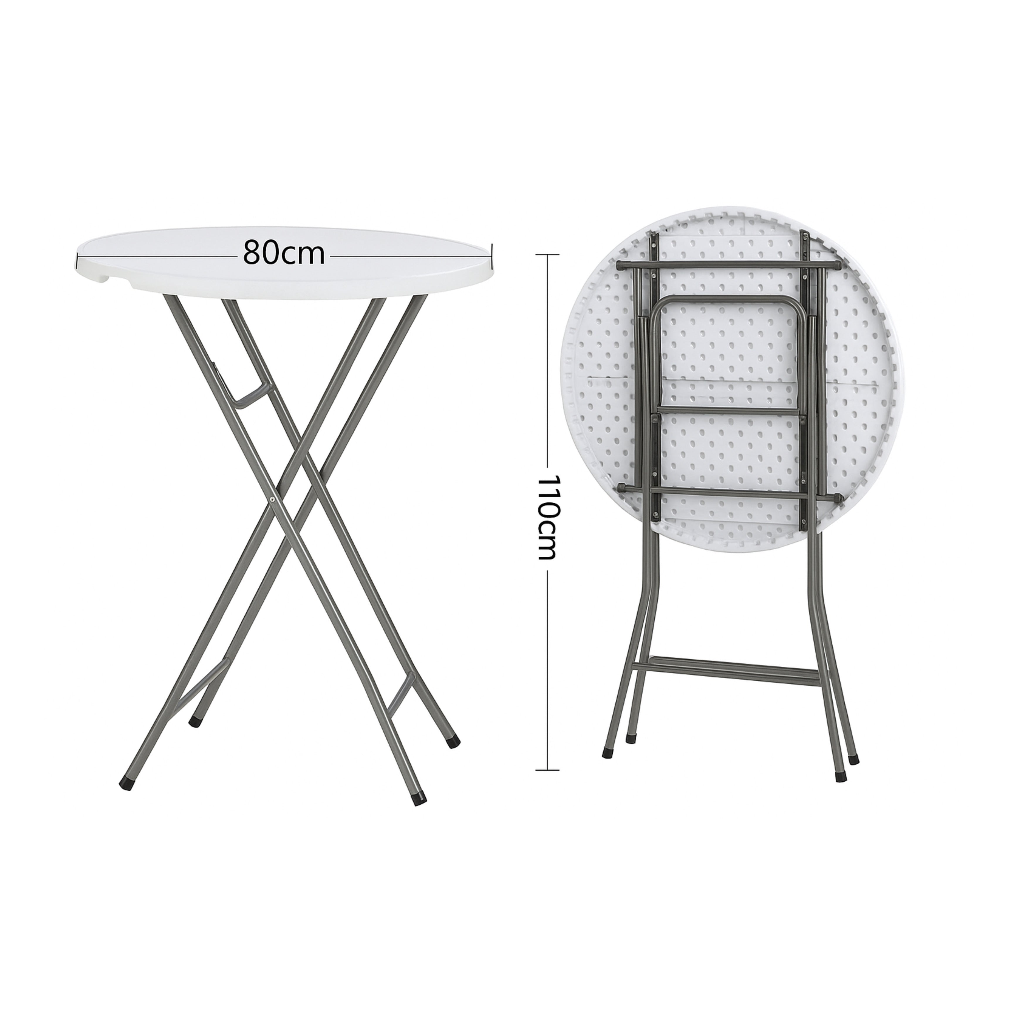 FABHS – ROUND FOLDING COCKTAIL TABLE Ø80×110 CM,STEEL FRAME, GRANITE GREY