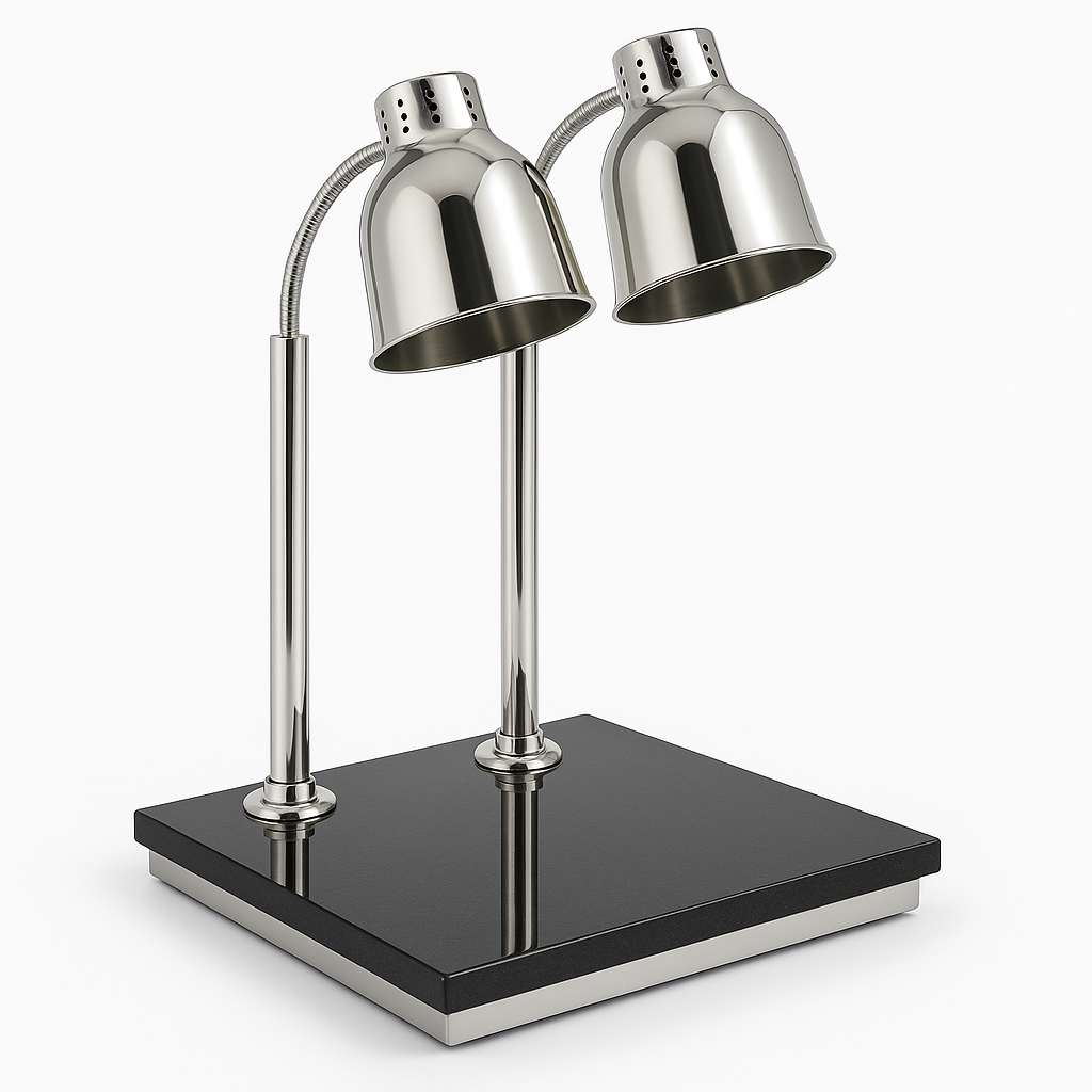 STAINLESS STEEL DOUBLE BUFFET HEAT LAMP - ADJUSTABLE FOOD WARMER