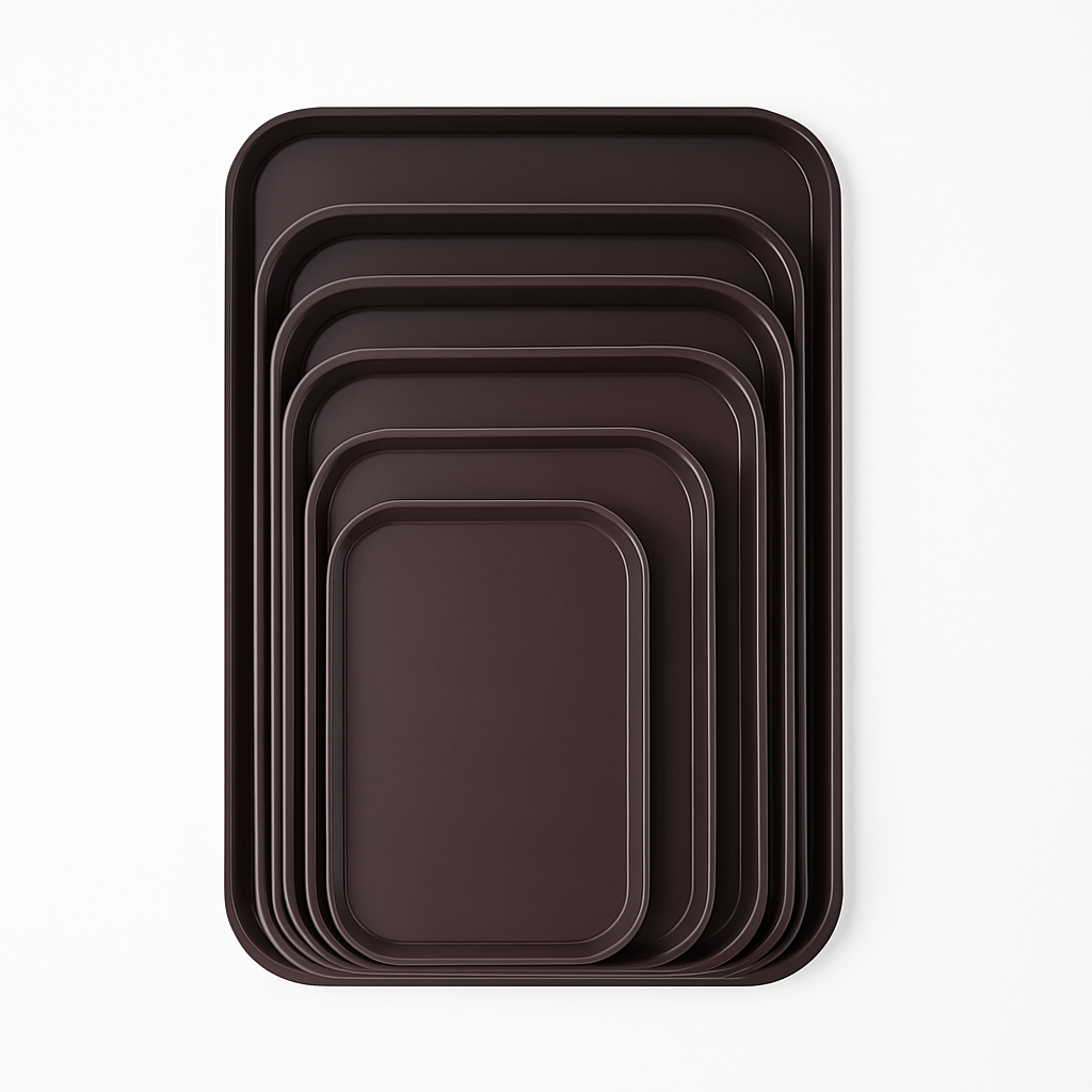 FABHS – BROWN RECTANGULAR FIBERGLASS NON-SLIP TRAY 31×41 CM