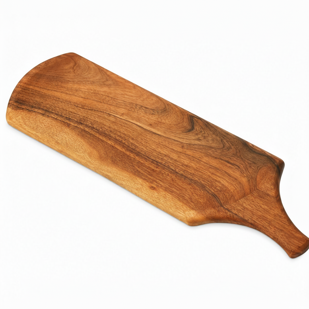 Earthy Snacks Platter with Tilted Handle, Acacia Wood Serving Board, 40x13cm
