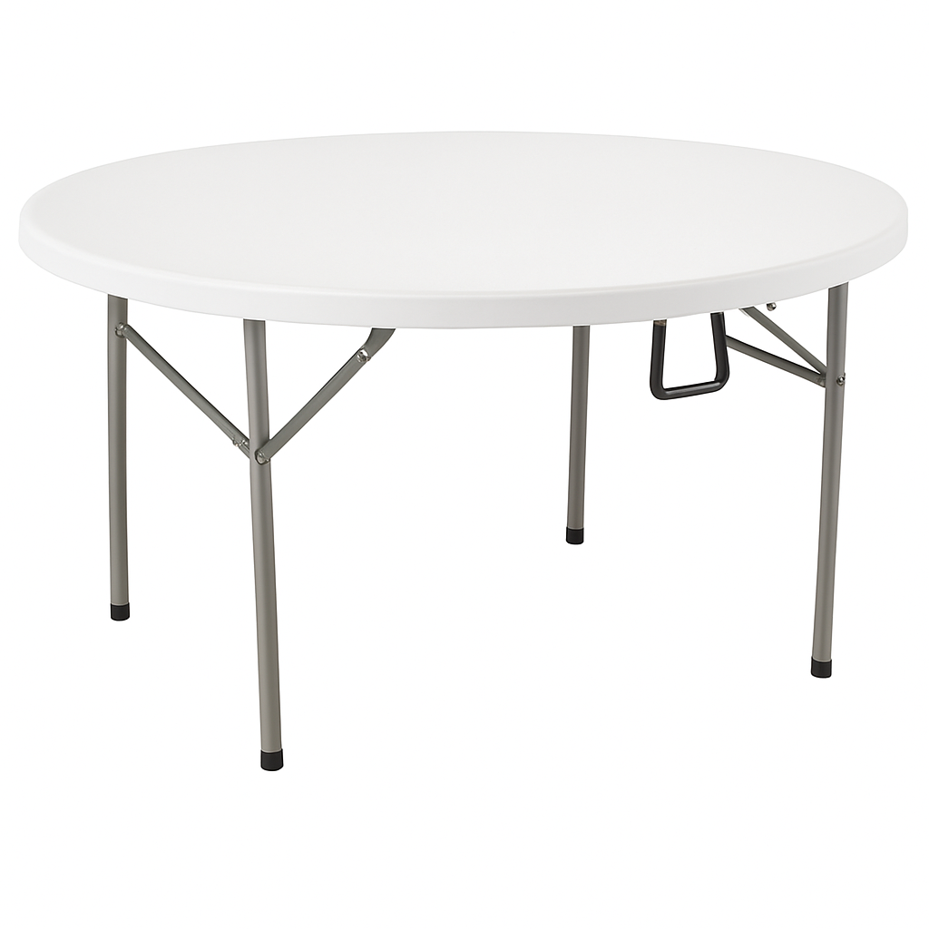 FABHS – ROUND FOLDING BANQUET TABLE Ø150 CM, STEEL FRAME, GREY