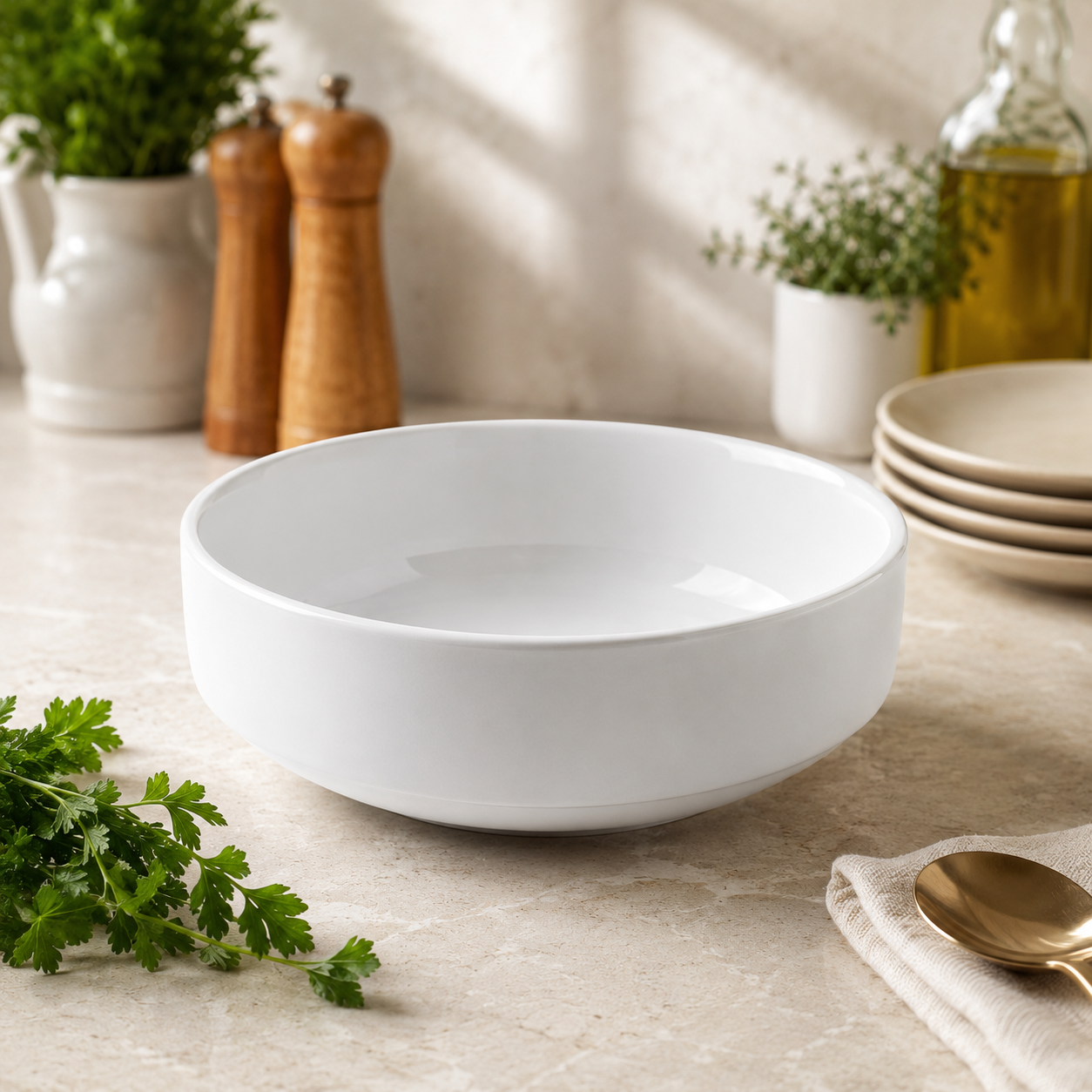 Steed Plain White Ceramic Soup Bowl Without Handle, 4.25 Inch (10.80 cm)