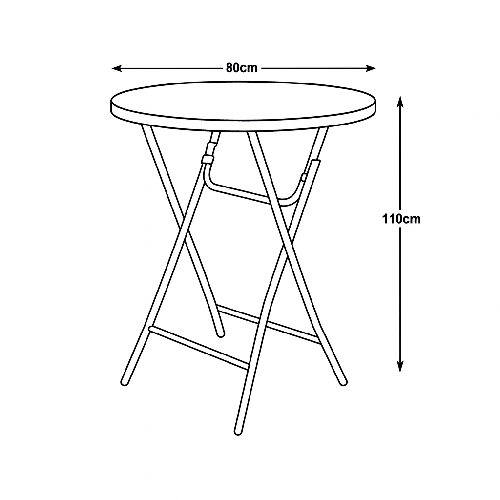FABHS – ROUND FOLDING COCKTAIL TABLE Ø80×110 CM,STEEL FRAME, GRANITE GREY