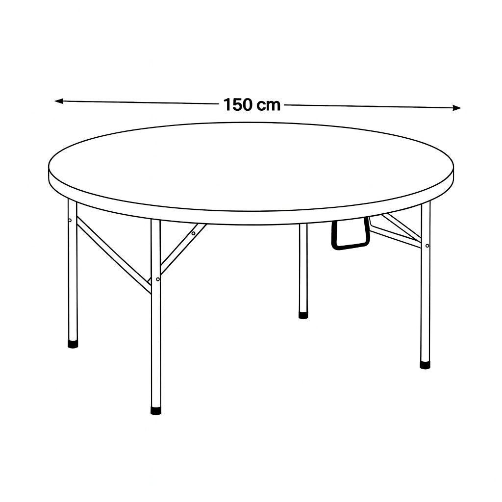 FABHS – ROUND FOLDING BANQUET TABLE Ø150 CM, STEEL FRAME, GREY