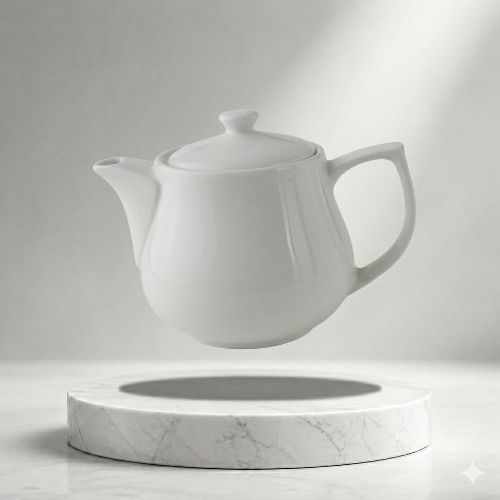 Steed Plain White Ceramic Tea Pot