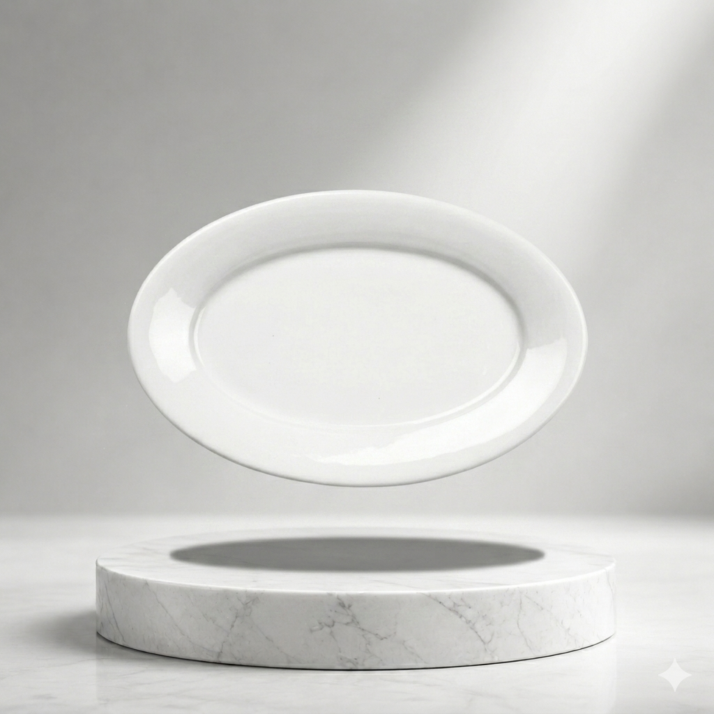 Steed - Plain White Ceramic Oval Plate