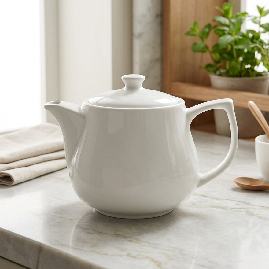 Steed Plain White Ceramic Coffee Pot