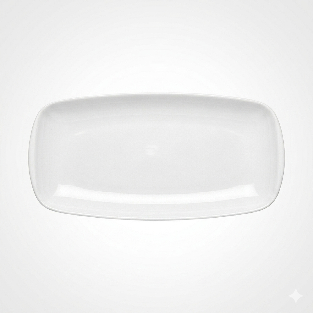 Steed Netherland Plain White Ceramic Buffet Rectangular Platter