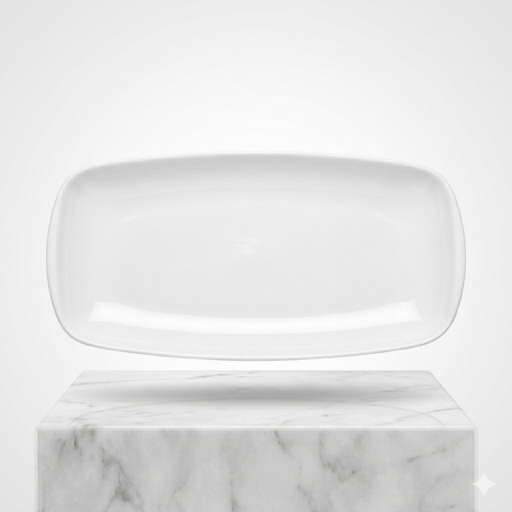 Steed Netherland Plain White Ceramic Buffet Rectangular Platter