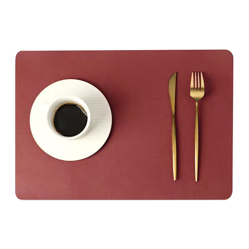Solid Color Double Leather Table Mat, Waterproof & Oil Resistant, 43x30cm