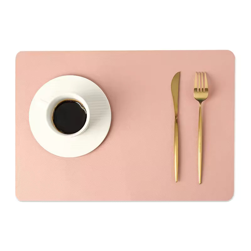 Solid Color Double Leather Table Mat, Waterproof & Oil Resistant, 43x30cm