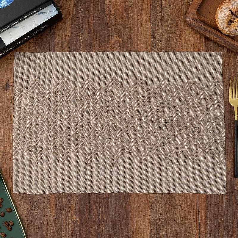 Diamond Jacquard PVC Table Mat, Waterproof & Sustainable, 30x45cm