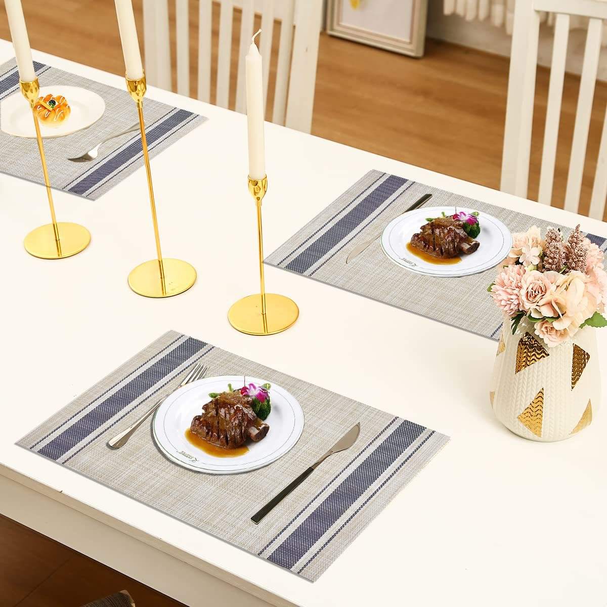 Insulated Stripe PVC Table Mat, Anti-Slip & Heat Resistant, 30x45cm