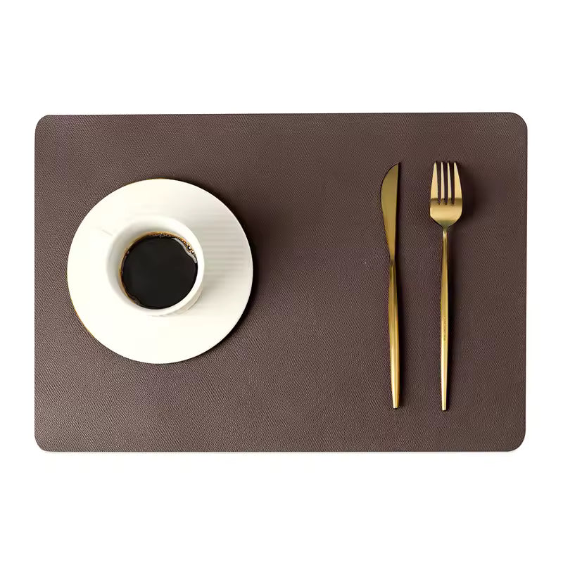 Solid Color Double Leather Table Mat, Waterproof & Oil Resistant, 43x30cm