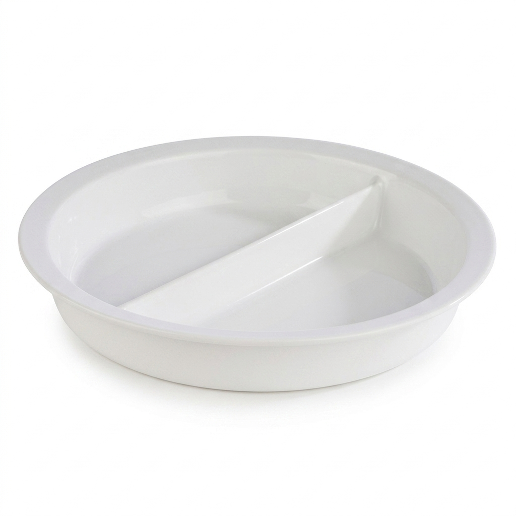 Steed Plain White Porcelain Round Insert with Divider, 33 cm Deep 6.5 cm