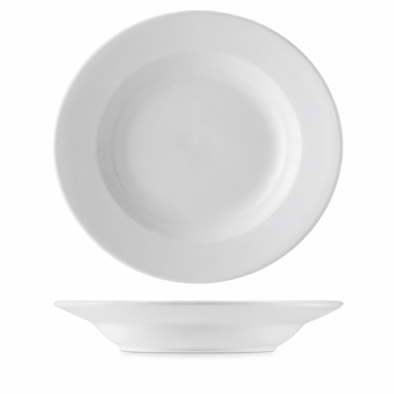 Steed - Plain White Ceramic Round Deep Plate