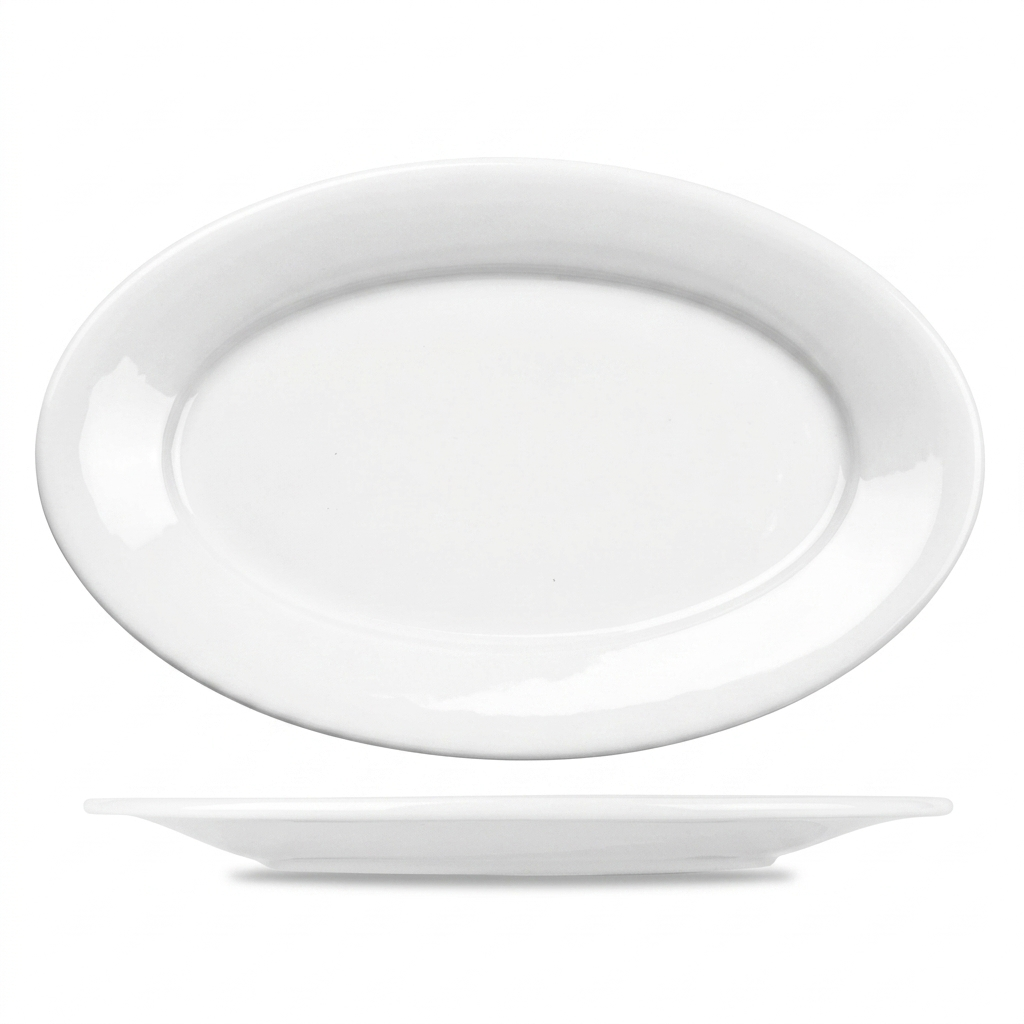 Steed - Plain White Ceramic Oval Plate