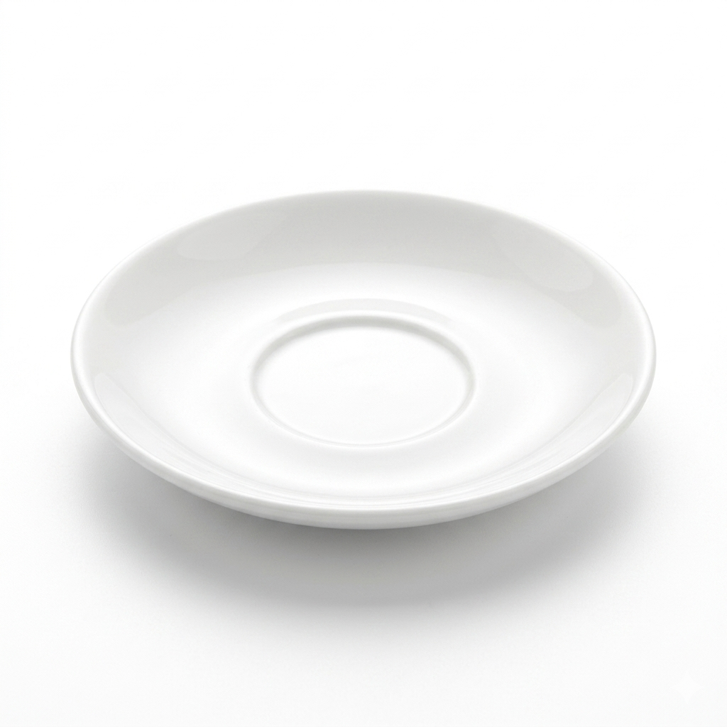 Steed Plain White Ceramic Tea Cup Saucer, 6 Inch (15.24 cm)