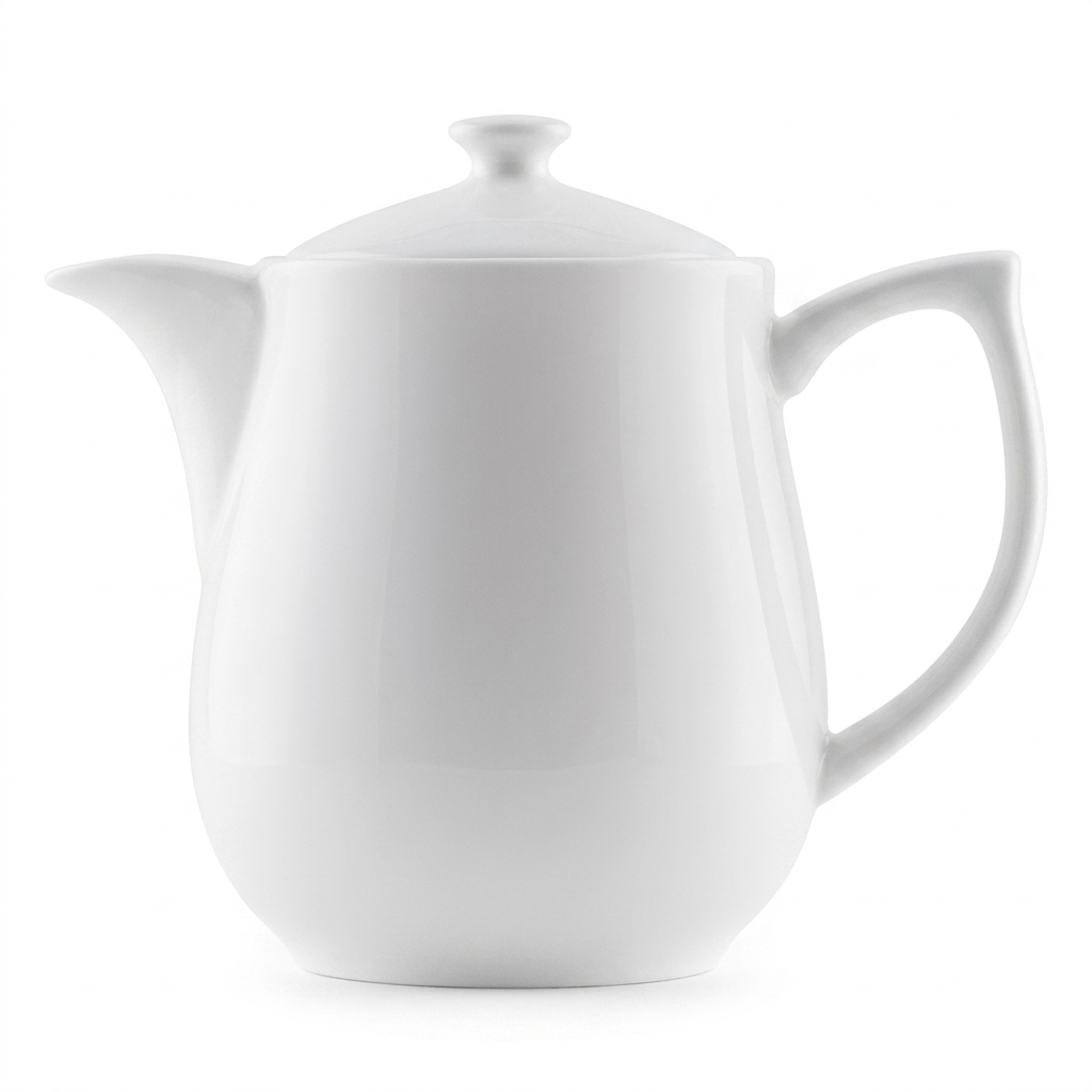 Steed Plain White Ceramic Tea Pot