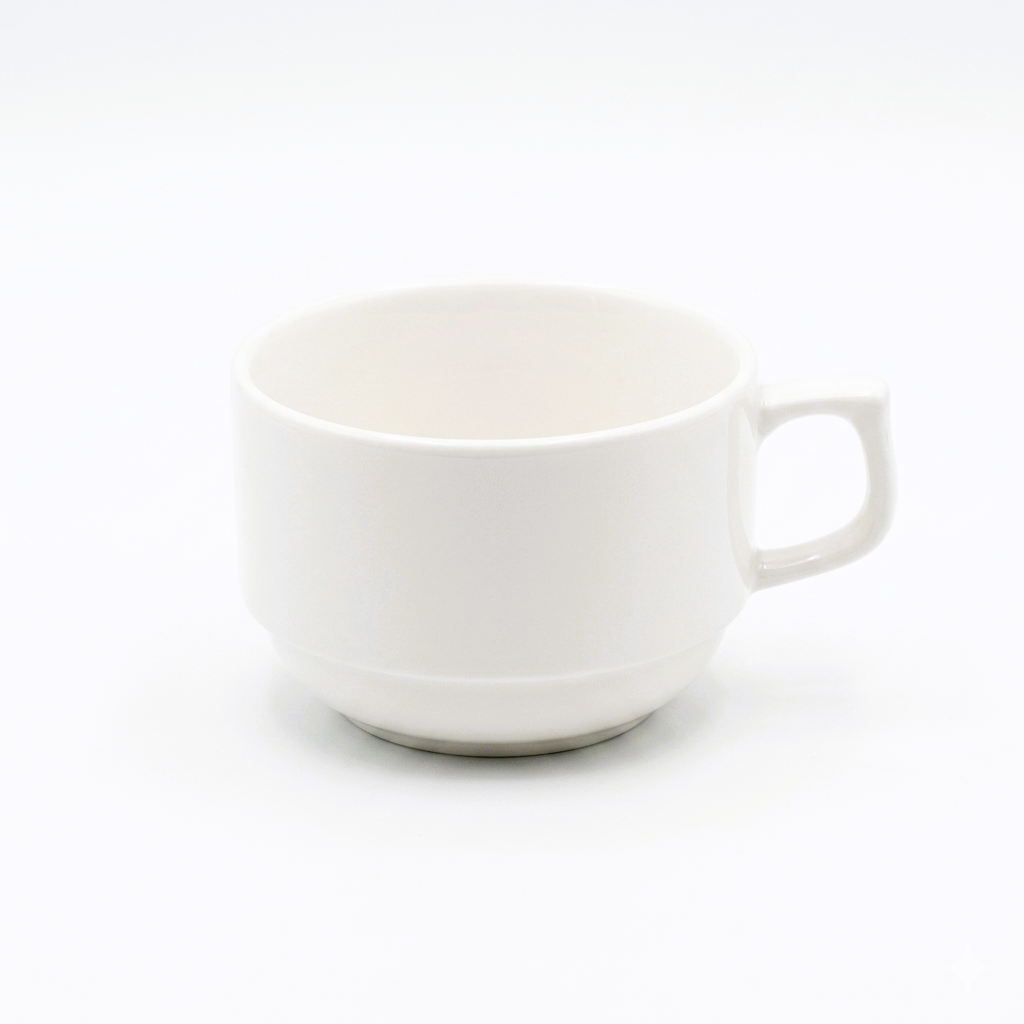 Steed Plain White Ceramic Tea Cup, 220 ml
