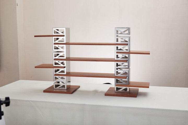 Display stand tower Material : oak wooden and SS
