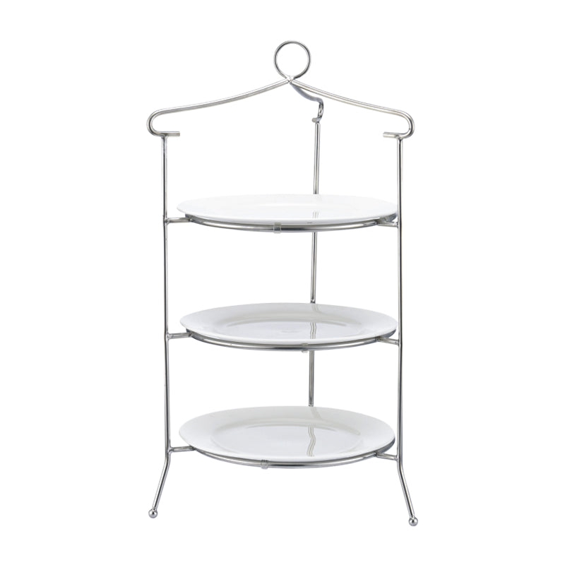 Cake stand 3 tier round Materila S/S and Porclain