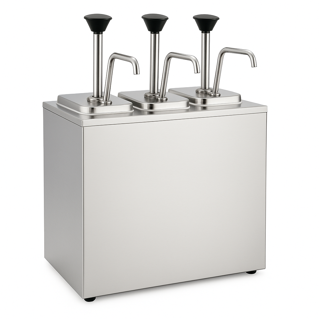TRIPLE SAUCE DISPENSER 304 Stainless Steel 3 X 3 LTR