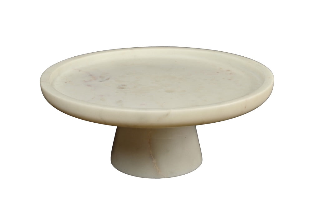 Earthy Marble Cake Stand – 11 inches, Premium Stone Display Pedestal & Pastry Server, 28x28x10cm