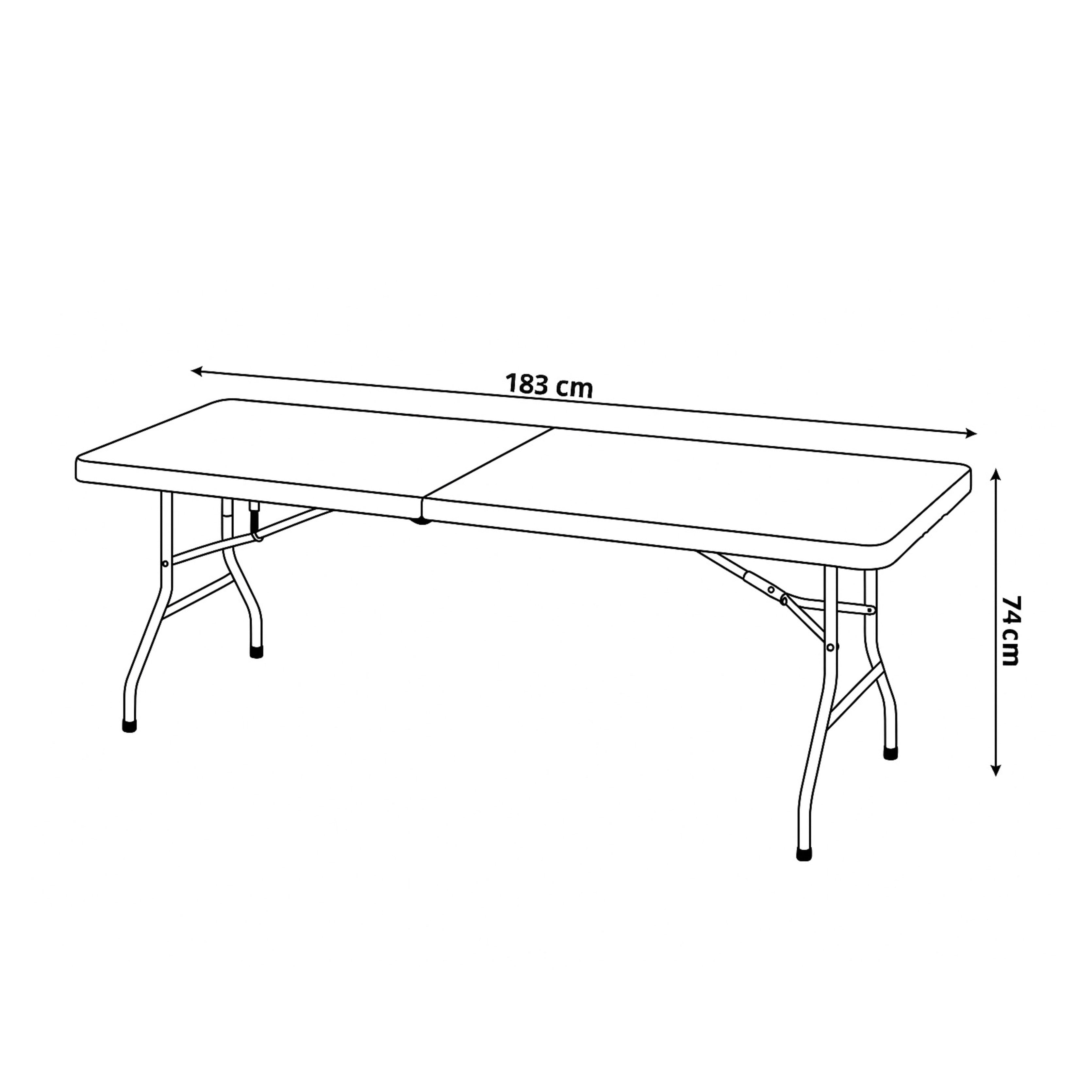 FABHS – MULTIFUNCTIONAL FOLDING TABLE 183×76×74 CM, HDPE PANEL, STEEL FRAME, GREY