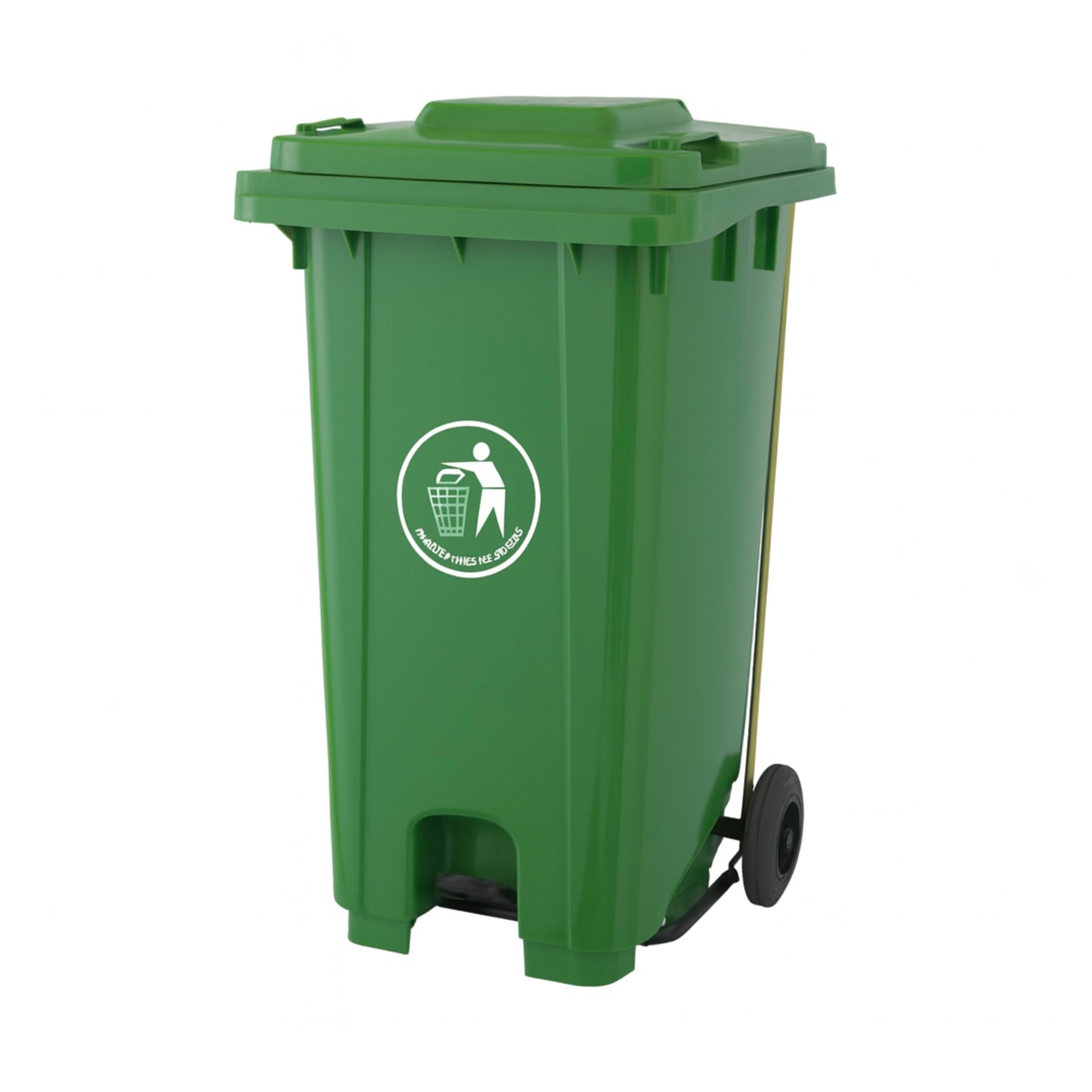 GREEN 120 LITER PEDAL GARBAGE BIN WITH WHEEL