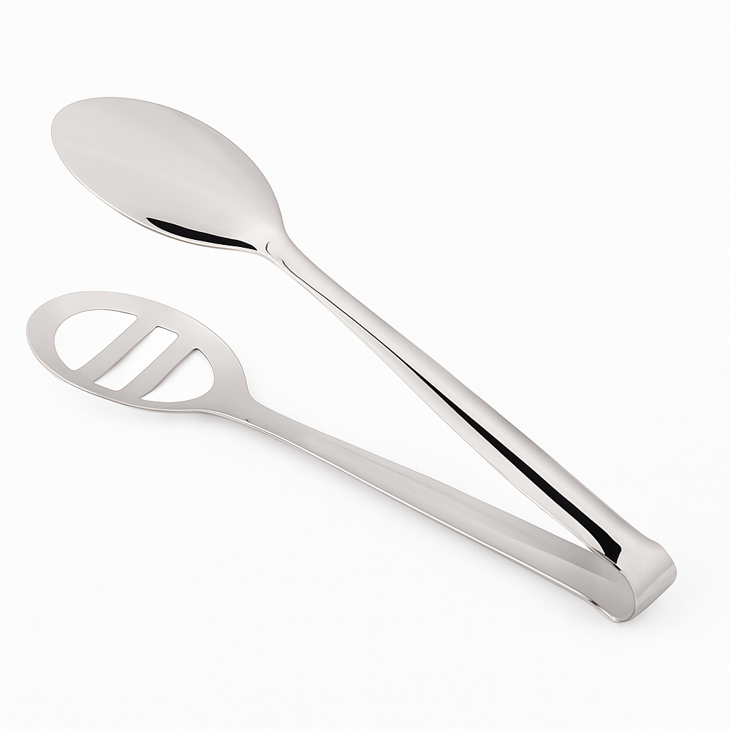 FABHS – STAINLESS STEEL SALAD SERVING TONG ROUND SLOTTED HEAD 19 CM