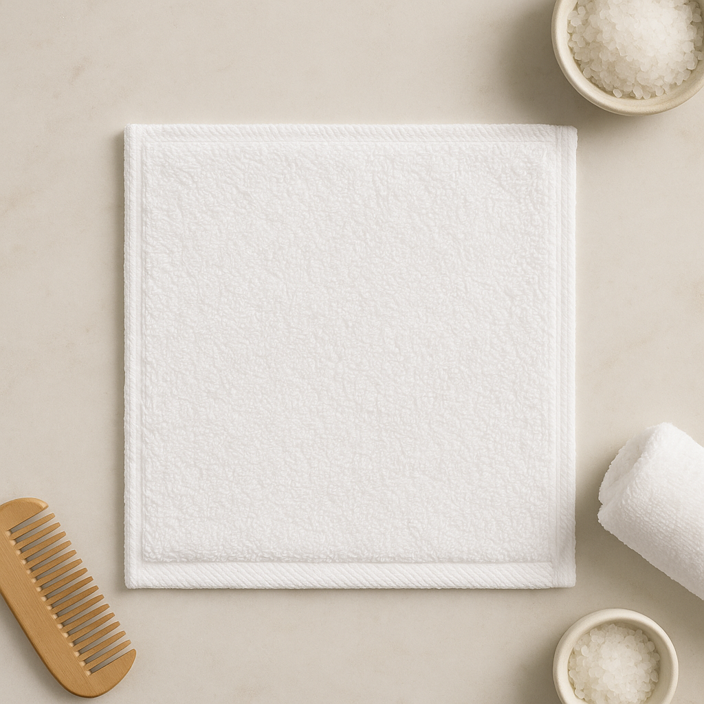 WHITE ORCHID – 400 GSM WHITE FACE TOWEL 30×30 CM, 100% COTTON