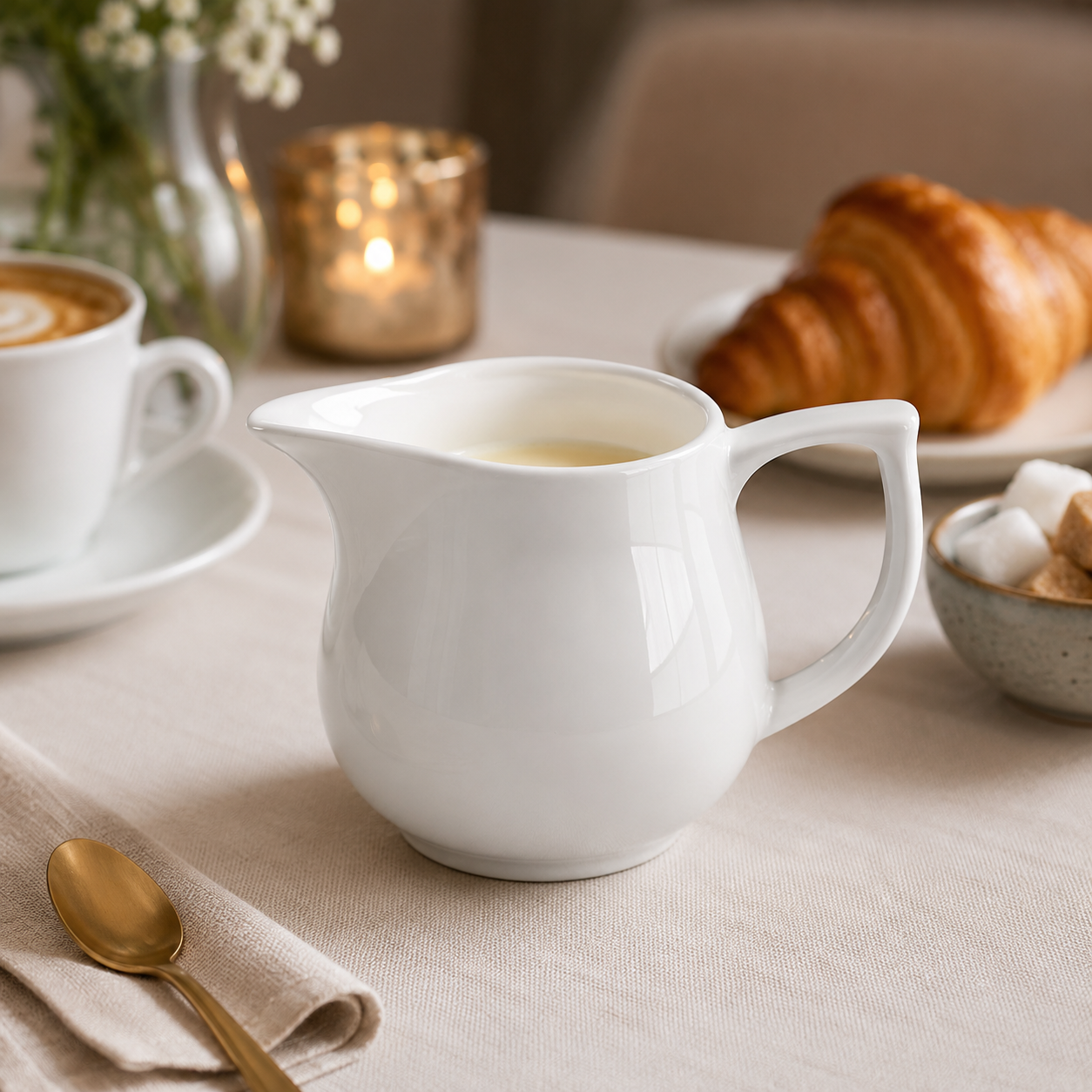 Steed Plain White Ceramic Creamer