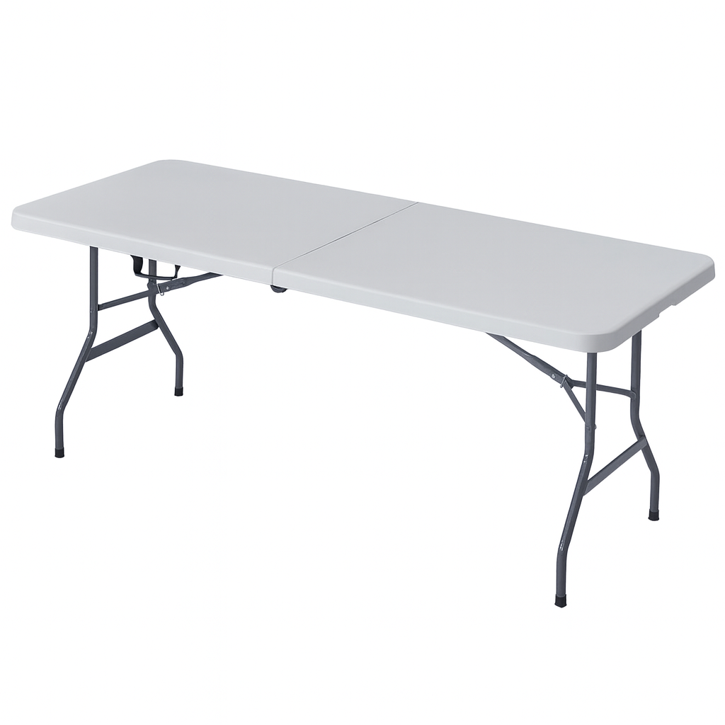 FABHS – MULTIFUNCTIONAL FOLDING TABLE 183×76×74 CM, HDPE PANEL, STEEL FRAME, GREY
