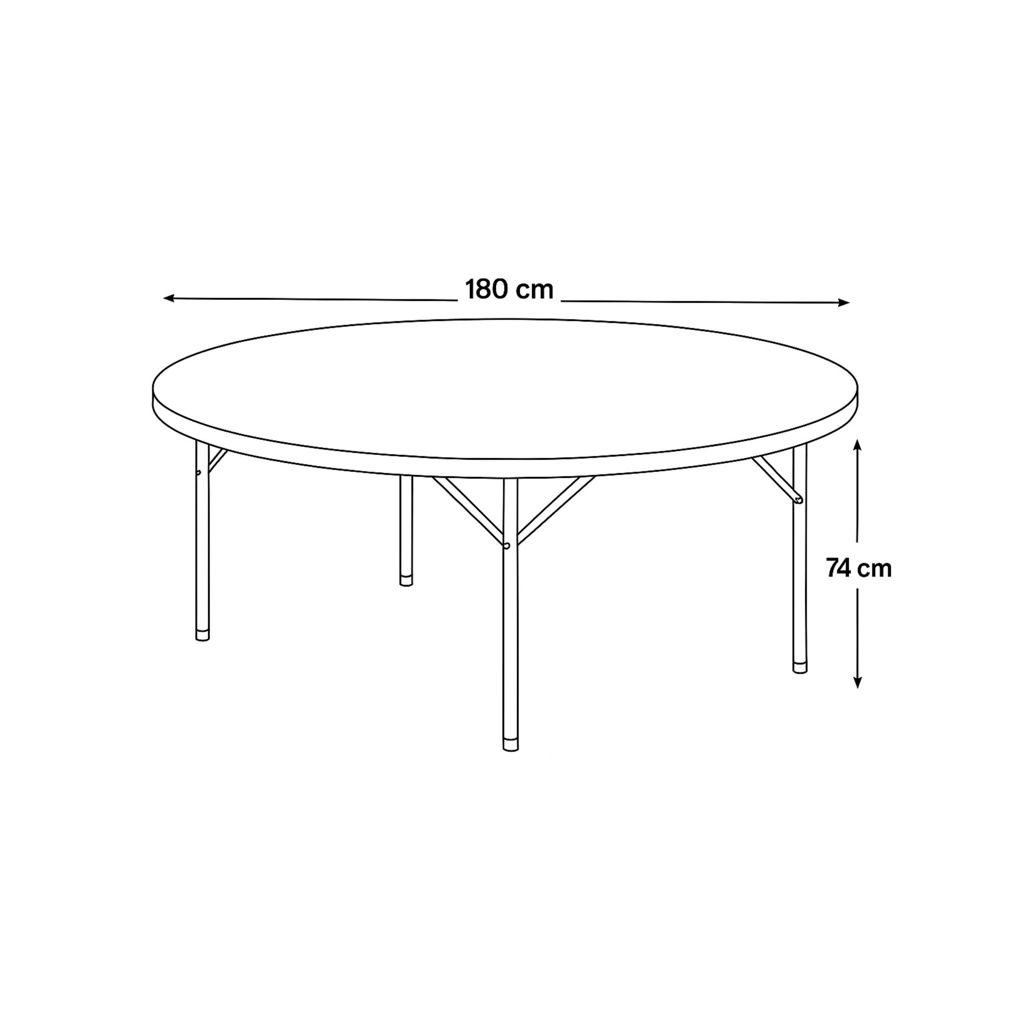 FABHS – ROUND FOLDING BANQUET TABLE Ø180 CM, STEEL FRAME, GREY