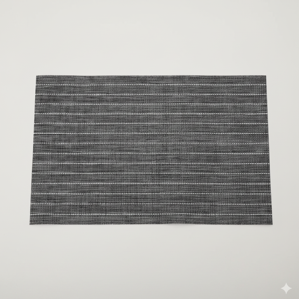 Modern Black and White Striped PVC Table Mat, Heat Resistant, 30x45cm