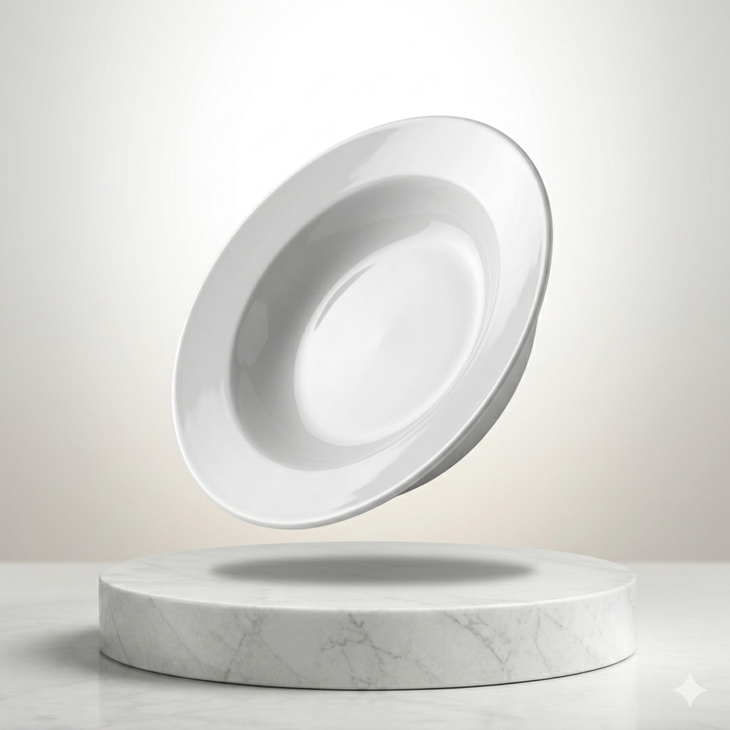 Steed - Plain White Ceramic Round Deep Plate