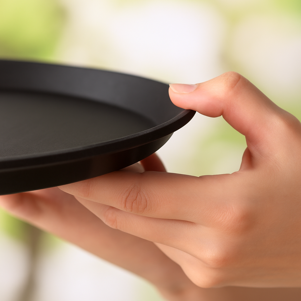 FABHS –  OVAL BLACK FIBERGLASS NON-SLIP TRAY 68.5×56 CM