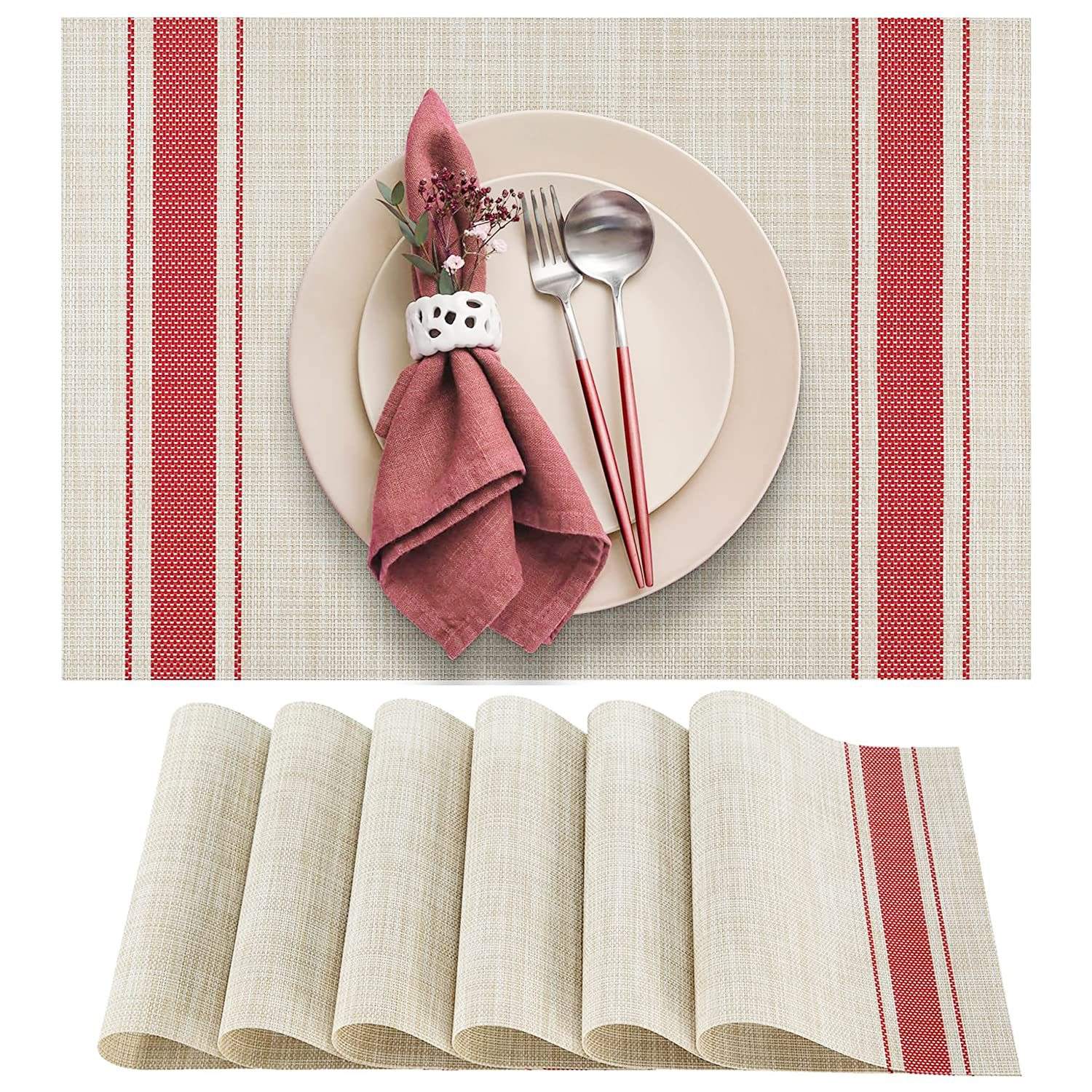 Insulated Stripe PVC Table Mat, Anti-Slip & Heat Resistant, 30x45cm