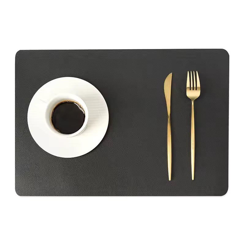 Solid Color Double Leather Table Mat, Waterproof & Oil Resistant, 43x30cm