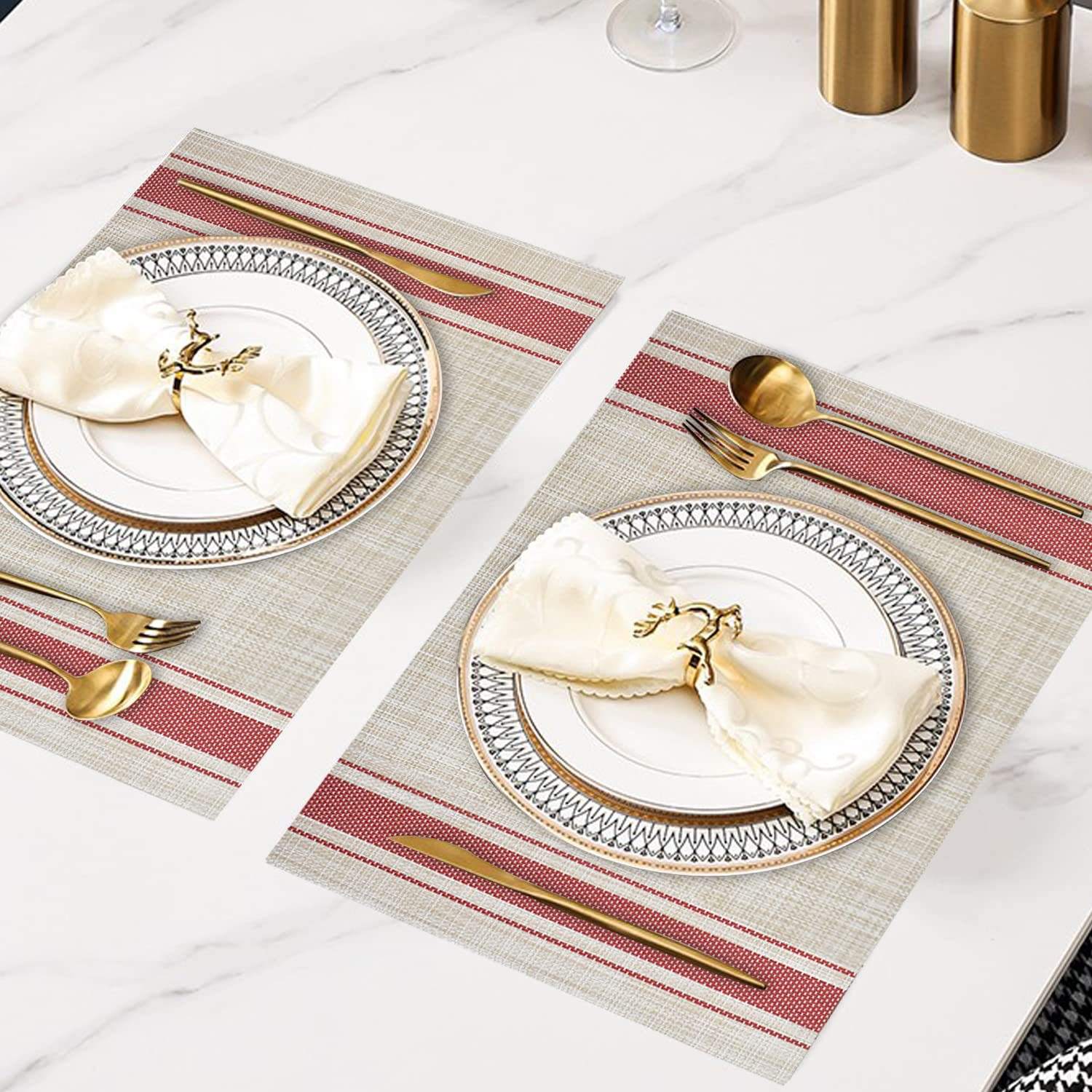 Insulated Stripe PVC Table Mat, Anti-Slip & Heat Resistant, 30x45cm
