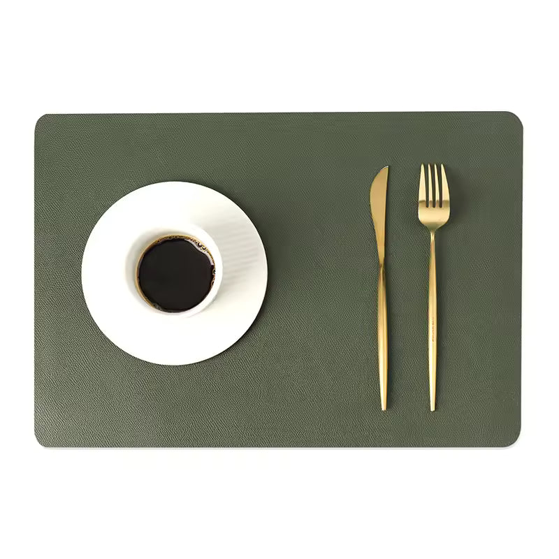 Solid Color Double Leather Table Mat, Waterproof & Oil Resistant, 43x30cm