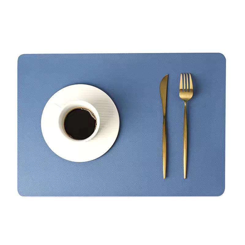 Solid Color Double Leather Table Mat, Waterproof & Oil Resistant, 43x30cm