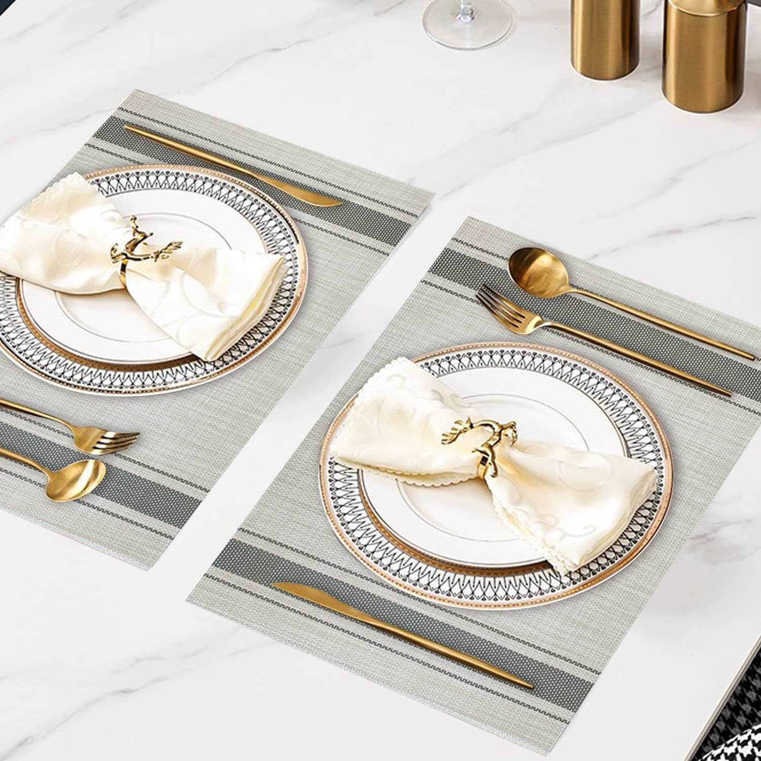 Insulated Stripe PVC Table Mat, Anti-Slip & Heat Resistant, 30x45cm