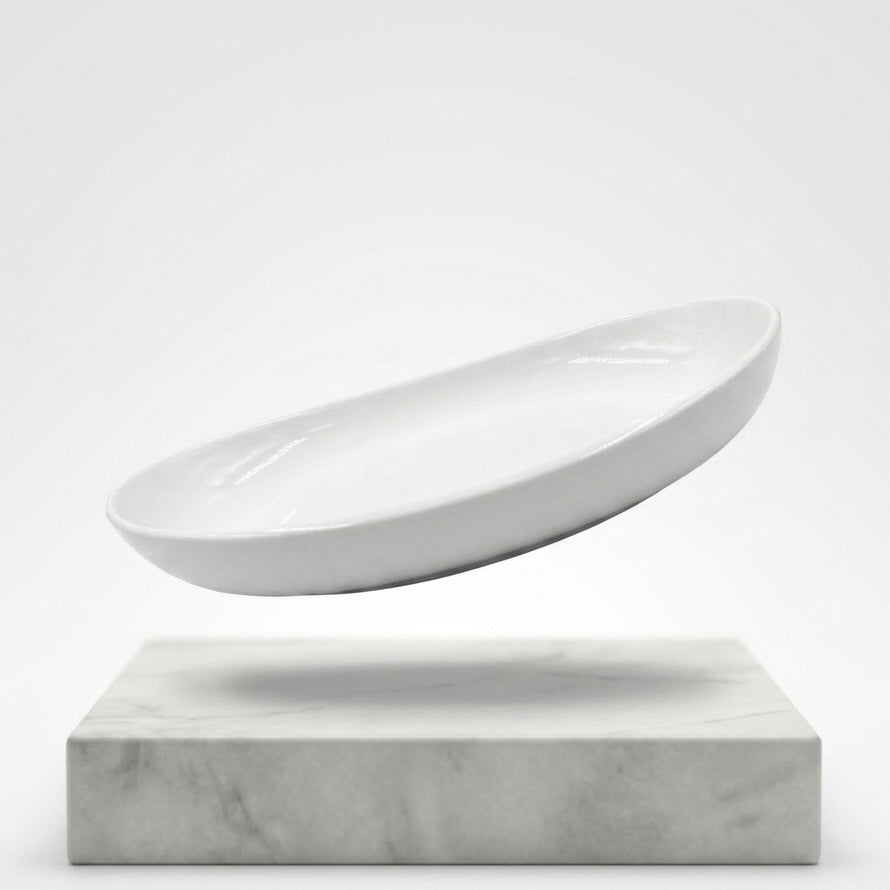 Steed Netherland Plain White Ceramic Buffet Oval Deep Platter