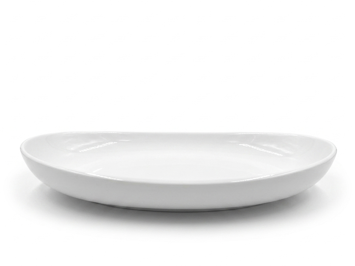 Steed Netherland Plain White Ceramic Buffet Oval Deep Platter