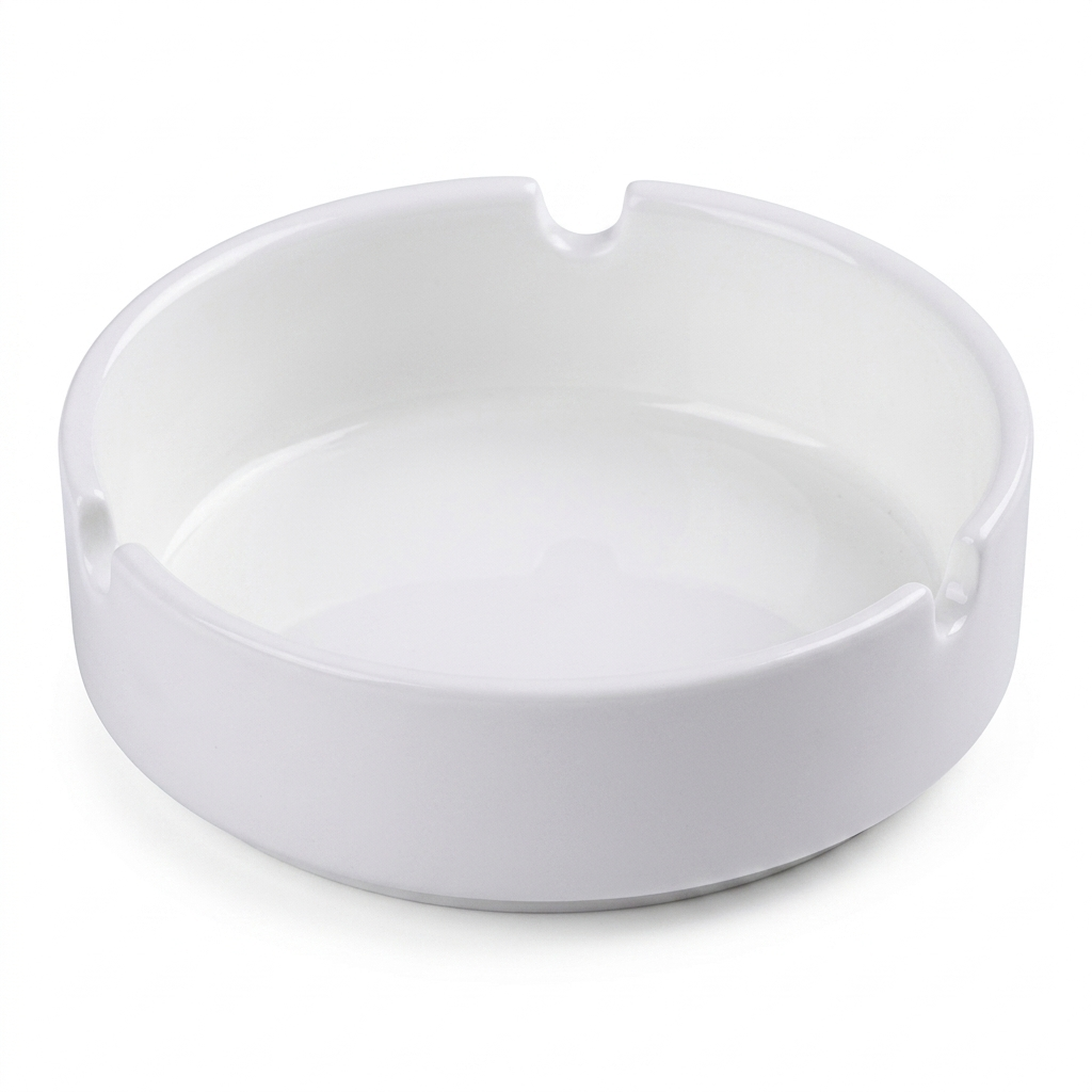 Steed Plain White Ceramic Ashtray, 3.50 Inch (8.90 cm)