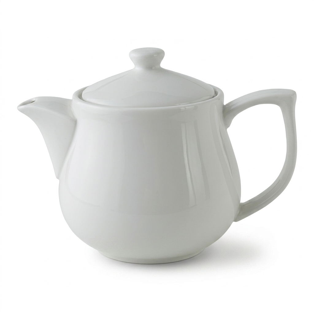 Steed Plain White Ceramic Tea Pot